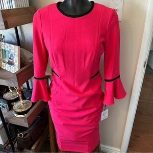 NWT Calvin Klein Pink and Black Trim Sheath Dress